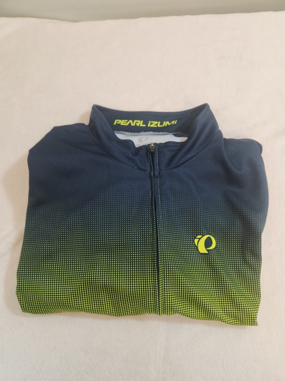 Pearl Izumi Cycling Full Zip Jersey Jacket Mens 2XL Yellow Blue Pocket Shirt